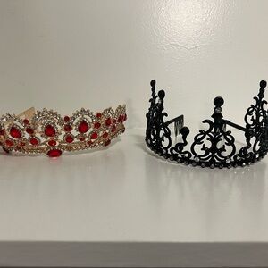 Elegant Red and Black Tiara Set
